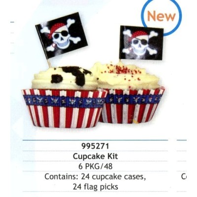 CUPCAKE PIRATAS 24U+24 BANDERITAS