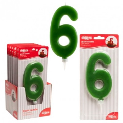 VELAS GIGANTES NUM.6 (VERDE) 15CM