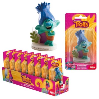 VELAS FIGURA 3D TROLLS BRANCH (AZUL)