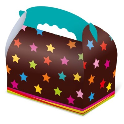 CAJA CUMPLE MARRON ESTRELLAS 25U