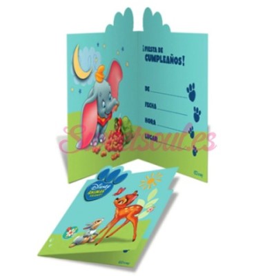 INVITACIONES ANIMALES DISNEY 6U.