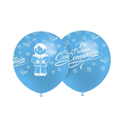 GLOBOS 8U COMUNION AZUL