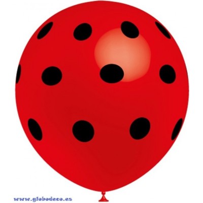 GLOBOS 8U ROJO LUNARES NEGRO